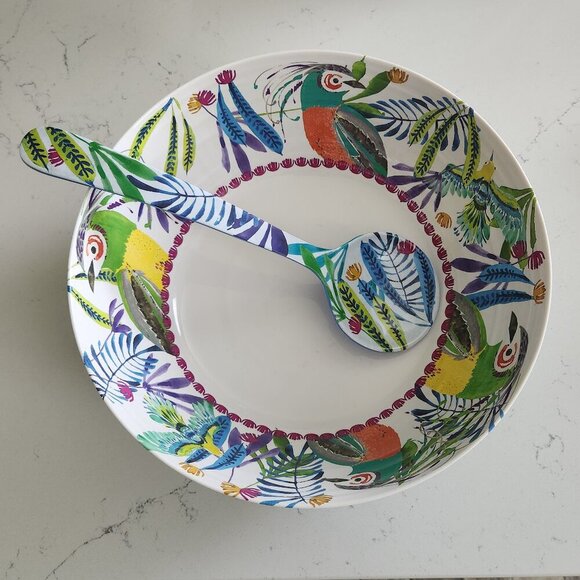 Anthropologie Aperta Melamine Serving Bowl & Plate Set - Picture 1 of 4